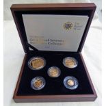CASED SET OF 2011 GOLD PROOF SOVEREIGN 5 COIN COLLECTION WITH BOX AND CERTIFICATE