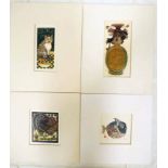 6 SIGNED LINOCUTS IN CARD FRAMED MOUNTS TO INCLUDE 'CHASED BY CHERRY' 2/6 & 'TURKEY' 3/6,