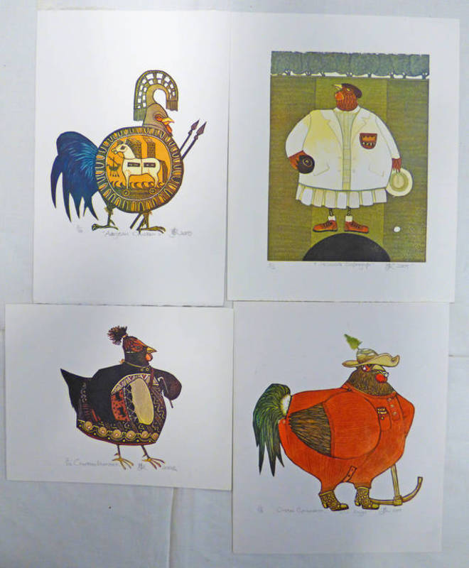 SELECTION OF SIGNED & UNSIGNED PRINTS OF HENS AND OTHER ANIMALS, SOME NUMBERED,