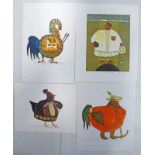 SELECTION OF SIGNED & UNSIGNED PRINTS OF HENS AND OTHER ANIMALS, SOME NUMBERED,