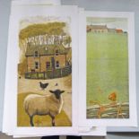 15 SIGNED & UNSIGNED LINOCUTS TO INCLUDE 'LONE PET LAMB' 7/20 SIGNED & 'SEA OF GREEN' 7/18 SIGNED