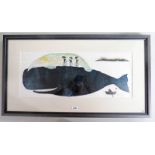 FRAMED LINOPRINT 'SEA CRUISE' 3/14, SIGNED AND DATED 2012,