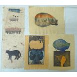 LARGE SELECTION OF UNSIGNED LINOCUTS, SOME NUMBERED, SOME ON HANDCRAFTED PAPER,