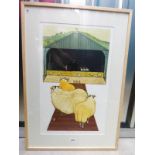 FRAMED LINOCUT 'THE BARN DANCE' 10/16, SIGNED & DATED 2008,