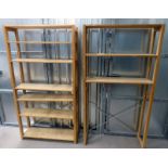 2 SETS OF PINE OPEN SHELVING UNITS 178CM TALL