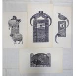 SELECTION OF SMALL UNSIGNED LINOCUTS, SOME NUMBERED, TO INCLUDE VARIOUS CAT & SHEEP PRINTS, ETC,