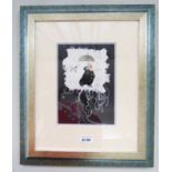 FRAMED LINOCUT PRINT 'SNOW CLOWN' UNSIGNED,