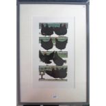 FRAMED LINOCUT PRINT, 'THAT'S WHAT IT'S ALL ABOUT' 2/14, SIGNED & DATED 1990,