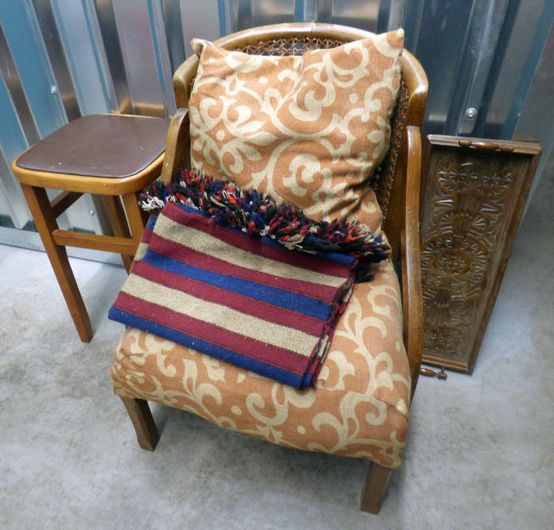 20TH CENTURY BERGERE BACKED CHAIR,