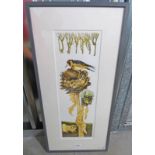 FRAMED LINOCUT PRINT 'THE LION IN WINTER' 7/14, SIGNED & DATED 2002,