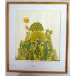 FRAMED LINOCUT 'TORTOISE' 1/8, SIGNED & DATED 1970,