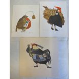 8 SIGNED LINOCUT PRINTS TO INCLUDE 'ROBIN BLIND' 4/10 SIGNED & 'HEN GIOVANNI' 4/16 SIGNED