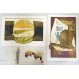 LARGE SELECTION OF SIGNED & UNSIGNED LINOCUTS,