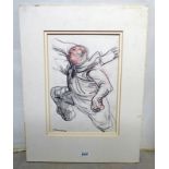 PETER HOWSON MAN WITH SCARF SIGNED PENCIL DRAWING 35 X 24 CM