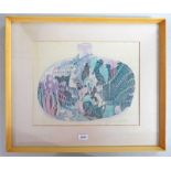 FRAMED WATERCOLOUR, 'BOTTLE GARDEN' SIGNED,