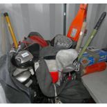 3 GOLF BAGS & CLUBS GARDEN TOOLS,