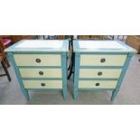 PAIR OF PAINTED 3 DRAWER BEDSIDE CHESTS