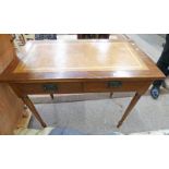 LATE 19TH CENTURY WALNUT WRITING DESK WITH LEATHER INSET TOP,