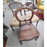 PAIR OF MAHOGANY FRAMED CHAIRS WITH CARVED DECORATION AND OTHER