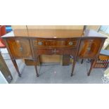 LATE 20TH CENTURY INLAID MAHOGANY SIDEBOARD WITH SERPENTINE FRONT,