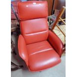 RED LEATHER SWIVEL ARMCHAIR Condition Report: Seat has some dirty marks that might
