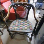 OAK BERGERE CHAIR WITH TAPESTRY DECORATION
