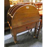 19TH CENTURY MAHOGANY CANTERBURY WITH TURNED SUPPORTS & DRAWER