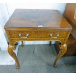 WALNUT SIDE TABLE WITH DRAWER & SHAPED SUPPORTS