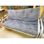 TWO 3 SEATER METAL FRAMED FUTONS