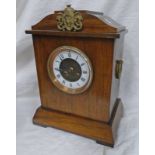 MAHOGANY MANTLE CLOCK WITH BRASS MOUNTS - 37CM TALL