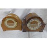 OAK WEST MINISTER CHIME MANTLE CLOCK AND A WALNUT WEST MINISTER CHIME MANTLE CLOCK