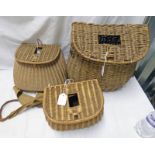 3 POT BELLIED WICKER FISHING CREELS