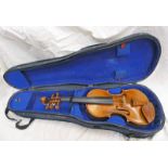 5 STRING VIOLIN WITH 36CM LONG BACK IN CASE Condition Report: Wear to front and