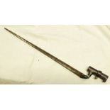 BRITISH 1853 PATTERN ENFIELD SOCKET BAYONET WITH 55CM LONG TRIANGULAR BLADE WITH VARIOUS MARKINGS