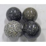4 SOLID MINERAL STONE SPHERES GREY/BLACK - 4 - Condition Report: largest has a