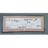 A 'FISHERMANS MAP OF SALMON POOLS OF THE RIVER SPEY' FRAMED COLOUR PRINT BY NIGEL MOULDSWORTH 24