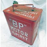 RED AND WHITE BP MOTO SPIRIT FUEL CAN