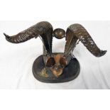 LATE 19TH/EARLY 20TH CENTURY DESK STAND WITH WEST RIDING ROYAL HORSE ARTILLERY BADGE TO THE WOODEN