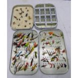 TWO WHEATLEY SILMALLOY TINS CONTAINING A GOOD SELECTION OF FLIES