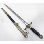 IMPERIAL GERMAN FIRE OFFICIALS DAGGER WITH A 33CM DOUBLE EDGE BLADE ETCHED WITH LADDERS,