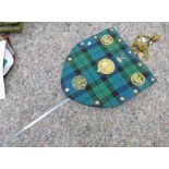 WHITES OF LONDON DECORATIVE COURT SWORD WITH TARTAN COVERED SHIELD,