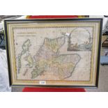 FRAMED MAP OF THE NORTH OF SCOTLAND TITLED "LA PARTE SETTENTRIONALE DELLA SCOZIA DELINEATA SULLE