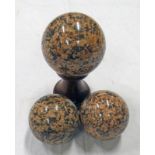 3 SOLID MINERAL STONE SPHERES, ALL OF A SIMILAR COMPOSITION,