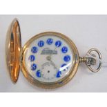 GOLD PLATED HUNTER POCKET WATCH,