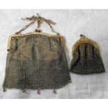 2 GILT MESH PURSES WITH ENGRAVED DECORATION