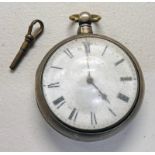 DOUBLE CASED SILVER LARGE POCKET WATCH BY A ALEXANDER,