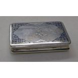 WHITE METAL BOX MARKED 800 WITH NIELLO DECORATION