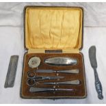 CASED SILVER HANDLED MANICURE SET