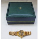 LADY'S ROLEX 18K GOLD AUTOMATIC BRACELET CALENDAR DATE JUST WRISTWATCH,