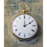 18CT GOLD FOB WATCH WITH DECORATIVE CASE AND THE WORKS, SIGNED WILL GIBBS, EASTERN SQUARE,